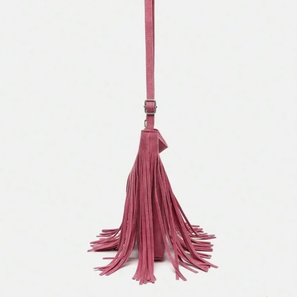 Fringe Suede Shoulder Bag - Pink - Picture 11 of 11